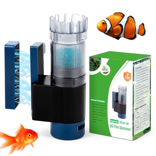 Hygger CO2 Desnatador de superficie de acuario, caudal de 90 GPH, ideal para agua dulce y agua salada, 5 W, eliminación eficiente de residuos