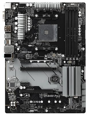 Carte mère B450 PRO4 Compatible avec processeurs 5600G, 5700, 5800X, 1600, 4300, 3000, 320GE, AM4, DDR4, 128G, ATX