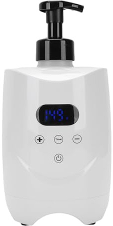 Saluaqui Professional Shaving Foam Heater, 500ml Capacity Warmer for Thick Dense Warm Foam, with Clear Temperature Display for Facial Skin Care and Massage Oils, Ideal for Home Use and (UK Plug)