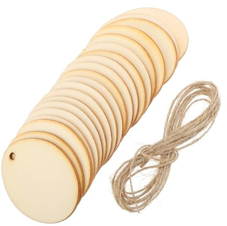 SHERCHPRY 40pcs Wooden Egg Pendants DIY Eggs Wooden Slices for Easter Decor Craft Supplies Hanging Rope for DIY Home Classroom Party Decoration