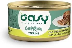 Oasy Caprice Terrine con Pollo e Verdure, Cibo Umido per Gatti, 85 g, Confezione da 12 Lattine