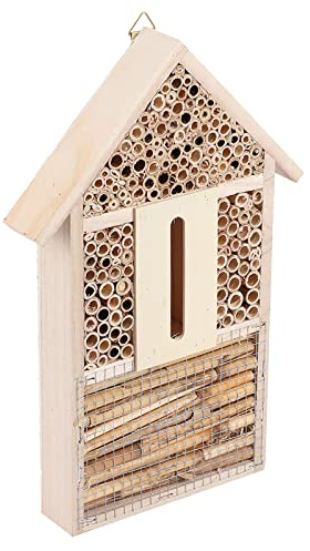 Tnfeeon Casa de Abejas de Madera para Hotel, Caja Nido Polinizador de 30x20cm para Jardín, Refugio de Albañil Solitario para Exteriores, Montaje en Pared, Decoración Hecha a Mano