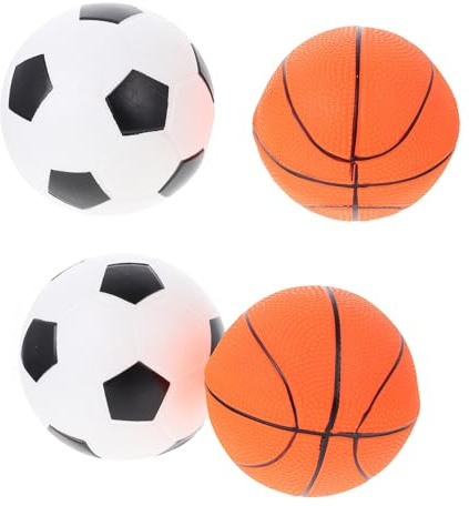 NULYLU 4 Piezas de Balones Inflables de PVC, Balones Pequeños de Fútbol y Baloncesto Seguros y Divertidos para Juegos Interiores y Exteriores