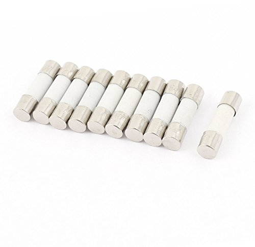 sourcing map 10er Packung Keramik Sicherung 25A, 5x20mm Feinsicherungen Schnellschlag Auslösecharakteristik Sicherung 250V