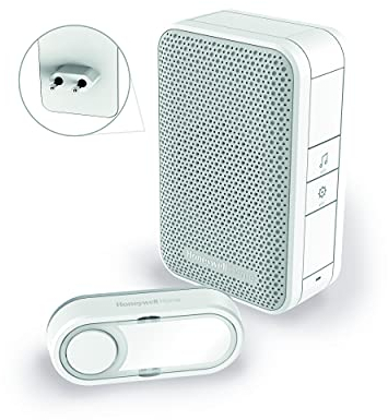 Honeywell Home DC311SP2 Serie 3, Timbre Inalámbrico Enchufable con Pulsador (Blanco)
