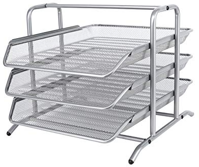 EasyPAG 3 Fächer A4 Metall Büro Schreibtisch Organizer Dokumentenhalter Aktenablage Zeitschriftenhalter Briefablage Papier Magazin Organisator,Silber