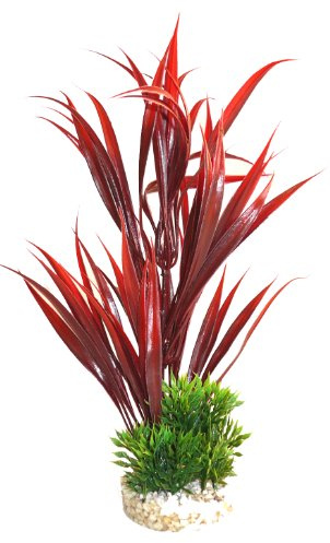Sydeco Aquariumpflanze Aqua Sword Leaves Plant, rot, Höhe 25 cm | pflegeleicht haltbar realistisches versteck Aquarium Vivarium Deko