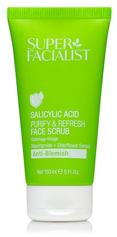 Super Facialist Salicylic Acid Anti Blemish Purify & Refresh Face Scrub - Face Wash for Acne Treatment & Blackhead Remover with Salicylic Acid & Vitamin B 3, Vegan Friendly, 150ml
