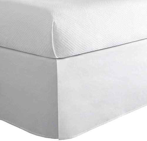 Today's Home TOH24914WHIT06 Jupe de lit Classique sur Mesure à Volants Anti-poussière, Design en Coton mélangé, Longueur de Chute de 35,6 cm, lit Simple XL, Blanc
