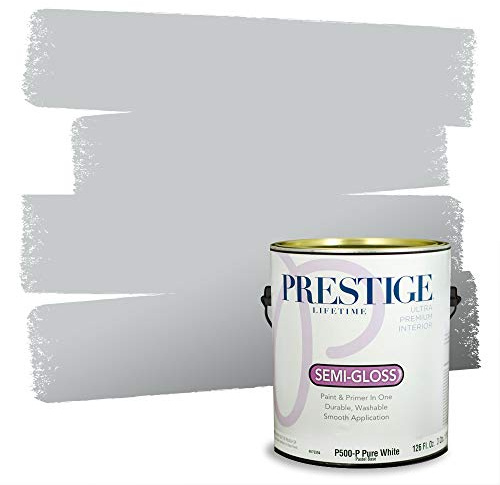 PRESTIGE Paints Interior Paint and Primer In One, 1-Gallon, Semi-Gloss, Comparable Match of Sherwin Williams* Gray Screen*