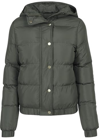 Urban Classics dam Jacka Ladies Hooded Puffer Jacket, Grön (darkolive 551), XS