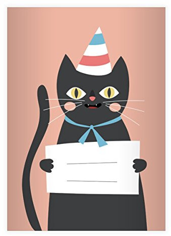 Kartenkaufrausch 16 Super süße Katzen DIN A4 Grundschul Hefte mit Party Hut in rosa Kontrastlineatur 2