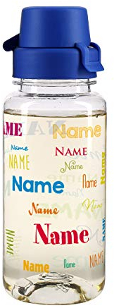 Striefchen® Trinkflasche für Kinder 400 ml mit Namensaufdruck BPA frei ideal für Sport und Schule Bunt