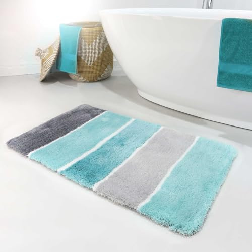 Homie Living Rio Marina getufteter Badteppich, 70 x 120 cm, türkis | Badematte kuscheliger flauschiger weicher Flor l Rutschfest und Waschbar