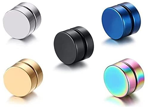 5 PCS Orecchini Magnetici Uomo Donna Bambina cerchio argento oro bianco Piccoli Non Piercing Orecchini Calamita Hip Hop（-）