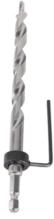 Foret étagé HSS de 9.5 mm, Mèche à Lèvre et éperon, Mèche à Pointe éperon pour le Travail du Bois avec Tige Hexagonale de 1/4 Pouce et Clé Hexagonale en Forme de L pour Couper le Bois
