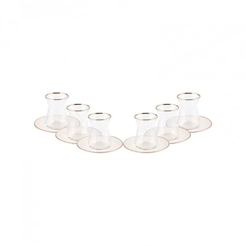 Karaca - Set da tè retrò per 6 persone, colore: Beige