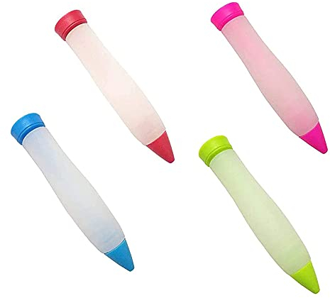 4pcs Garnierstift Kekse verzieren Kuchen Dekorationsstift Silikon Dekorationsstift GebäCk Spritze Tortenspritze GebäCk Spritzen DIY Garnierstift Garnierspritze für Schokolade und Zuckerguss