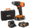 AEG - Perceuse à percussion sans fil à batterie - couple puissant 60Nm - mallette de transport, 2 batteries 18V 2,0 Ah et chargeur de batterie - BSB 18 G4-202C