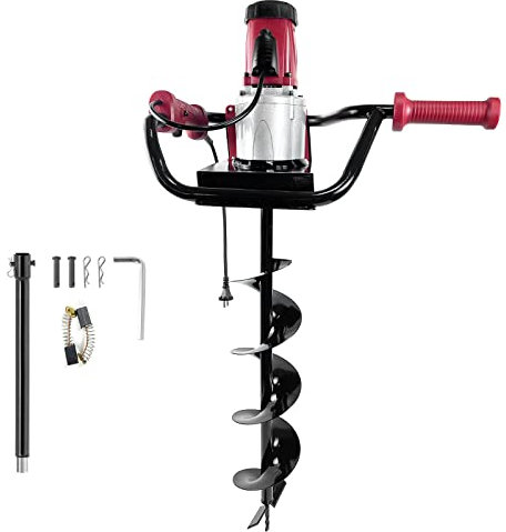 JACKCHEN 1500W Electric Excavator with 1500W with 6 Inch Auger Ideal for Digging Post Holes, Drilling, Trees Planting