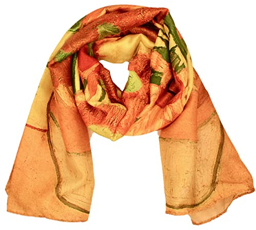 CANNCA Halstuch für Damen, Seidenschal mit Kunstmotiv berühmter Maler, lang, hochwertig, jung und elegant, für Damen, großer Schal, Foulard, originelles Accessoire als Geschenk, HH-5, One size