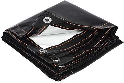 sourcing map Waterproof Poly Tarpaulin Cover with Grommets 2x1m 4.7 Mil Thick Outdoor Shelter Garden Tarp Sheet, Black+White