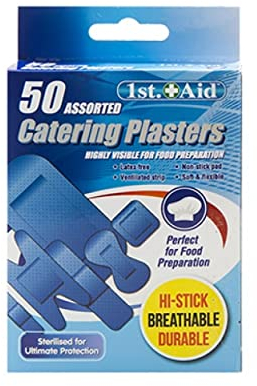 PMS 50 Blue Catering Plasters Latex Free Breathable Flexible Finger Knuckle Plasters