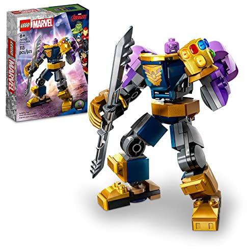 LEGO Marvel Thanos Mech Armor 76242, juego de figuras de acción de los Vengadores, juguete de construcción con guante infinito y piedras, regalo coleccionable de superhéroe para niños y niñas a partir