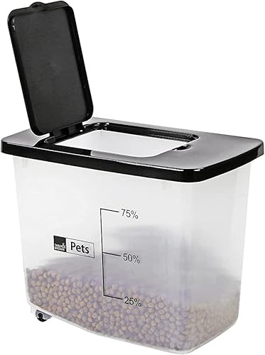 Bedding Home 30L Dog Food Storage Container | Flip Top Lid Airtight Food Storage Container | Clear Cat Treat Dispenser Plastic Dog Biscuit Bin for Animals Cats & Dogs