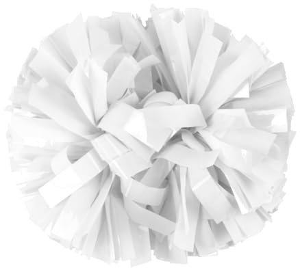 Lovecheer 2PCS White Cheerleading Pom Poms Plastic Pompoms with Baton Handle for Sports Team Spirit Party Cheering Gifts