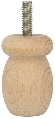 Amig - Piedino Tornito per mobile, Piede in Legno di Faggio con Finitura Naturale, Piedi di Ricambio per Divani, Letti, Tavoli, Fissaggio: Spina Metallica Metrica 8, Misure: 36 x 55 mm