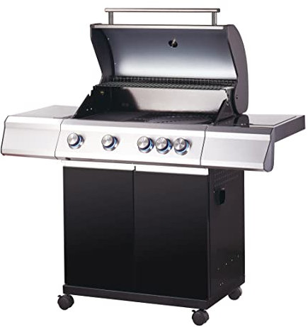 Tarrington House Gasgrill 4-Hauptbrenner und Seitenbrenner Gasgrill Paxton, Grillfläche 41 x 71 cm, Ablagetisch, fahrbar, Stahl, schwarz