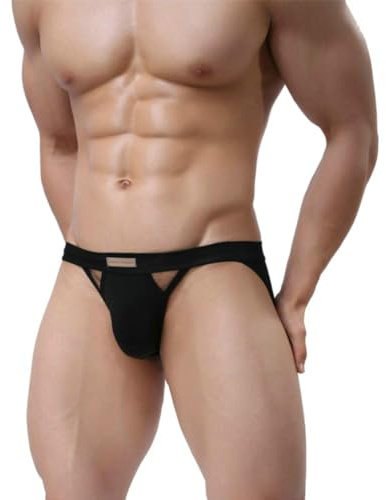 Alienjoy Jockstrap Sexig stretchig bomull stringkalsonger herr sportunderkläder, svart, M