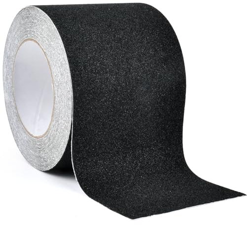 FINZOO 10cm x 10M Anti Slip Tape,High Traction Grip Tape,Non-Slip Tape,Self Adhesive Safety Tape,Anti Slip Hazard Warning Tape,Anti Slip Warning Tape for Stair Steps Floor Tread Outdoor Indoor (Black)