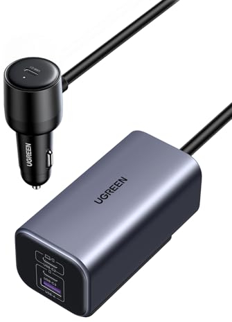 UGREEN 130W GaN Zigarettenanzünder USB C Auto ladegerät USB C 4 Port Zigarettenanzünder Verteiler Auto zubehör kompatibel mit MacBook, iPhone 17-12, iPad Pro, Galaxy S24/S25 und mehr