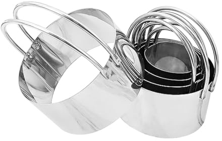 Set of 5 ZONADAH Circle Biscuit Cutter Stainless Steel Round Cookie Cutters with Ring Handle Professional Baking Dough Tools Cake Mold Baking Set