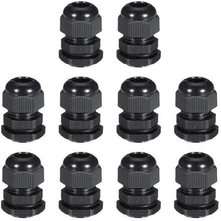 sourcing map Nylon Cable Gland PG11 Waterproof Adjustable Locknut Black for 5mm - 10mm Cable Wire Pack of 100