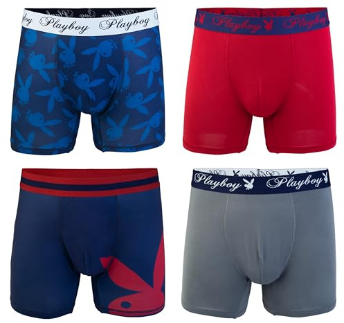 Playboy retroshorts för män (4-pack), 4-pack med stor playboy kanin, M