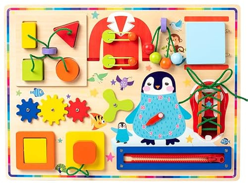 Baeroly Busy Board Montessori-Aktivität für Kinder Ab 1-3 Jahren - Sensorik-Board, Ideales Reise-Spielzeug und Geschenk Mit 11 Aktivitäten, Kinderlernspielzeug, Für Autismus
