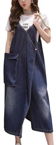 Yishengwan Salopette Gonna Donna Jeans Lunga Vestito Salopette Overall Taglie Forti Denim Vestiti con Tasca
