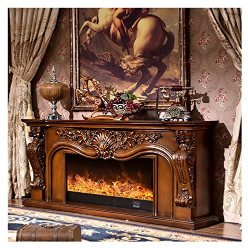 Cheminée à Vapeur D'eau Foyer électrique Brûleur Cheminée Ensemble Cheminée Cheminée En Bois Avec LED Artificielle Décoration De Flamme Optique Cheminée Électrique ( Color : Brown , Size : With heater