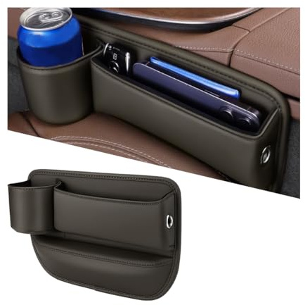 Adunsiaoto Accesorios Coche Organizador De Automóvil, Organizador Espacio Asiento De Coche, Caja Almacenamiento Para Asiento Coche, Bolsa Almacenamiento Asiento Gap Filler Carteras, Móviles(Marrón)