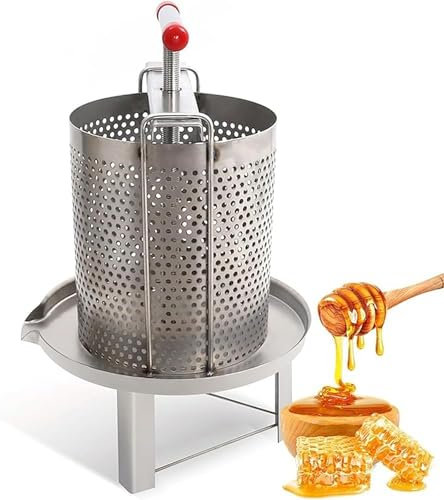 Honigpresse Extraktor aus Edelstahl, Honigpressextraktor, 10L Manuelle Honigschleuder, Bienenwachs Extraktor, Honigpresse Für Die Herstellung Von Wein, Honig, Saft, Pfefferöl Oil