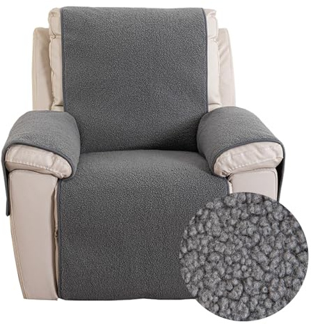 FANSU Sofa Armlehnenbezüge Lamm Samt, Sesselschoner für Relaxsessel Sesselauflage, Fernsehsessel Schutzbezug, 1 Sitzer Sofa Bezüg Sesselüberzug für Zuhause mit Haustieren (Grau,S: 56x207cm)