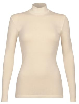 Dilling Haut pour femme avec col montant en laine mérinos, lait de poule, 48