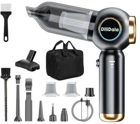 DiliDala Car Vacuum Cleaner, Mini Vacuum Cleaner 22000PA High Power, Portable Handheld Vacuum Cordless, Car Hoover Compressed Air Duster Air Blower for Car Carpets Pet Hair