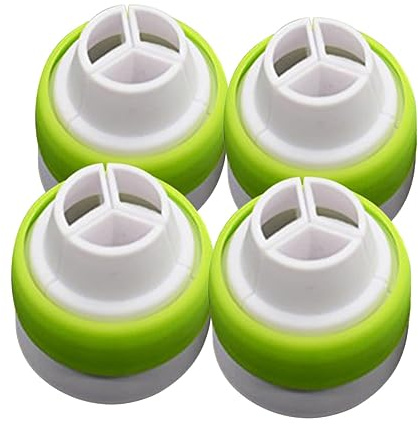 Large Piping Nozzle Coupler 4 Pack 3 Hole Tip Converter | Quickly Swap Piping Tips, Compatible with Plastic Cotton and Silicon Bags, for Fondant Cupcake Cake Decoration