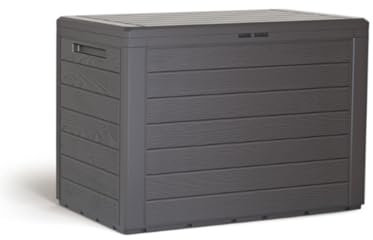 Stolmet Garden Storage Box | Realistic Wood-Look Design | Weather-Resistant Outdoor Cushion Chest | 280L, 190L, 140L Capacity | Anthracite & Dark Brown (Dark Brown, 190L)