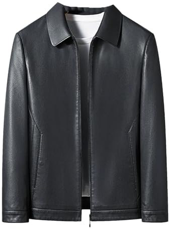 Hgvcfcv Chaqueta de piel de cordero para hombre, cuello alto, abrigo casual para motocicleta, Gris9, 4XL