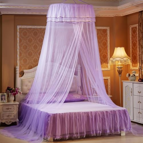 Voici et Voila Ciel de Lit Fille Moustiquaire Princesse Ciel de Lit Adulte Rose Moustiquaire Lit Décoration Fille Chambre Princesse Tente Baldaquin Bébé